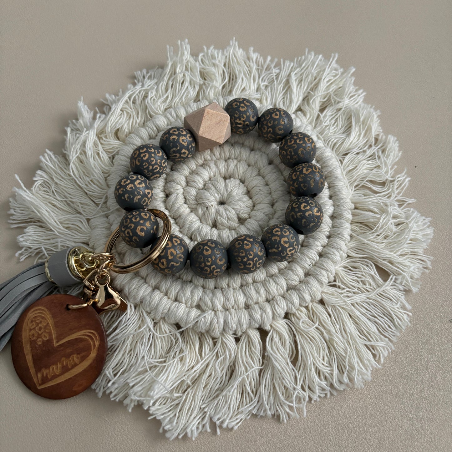 Gray cheetah print Wristlet